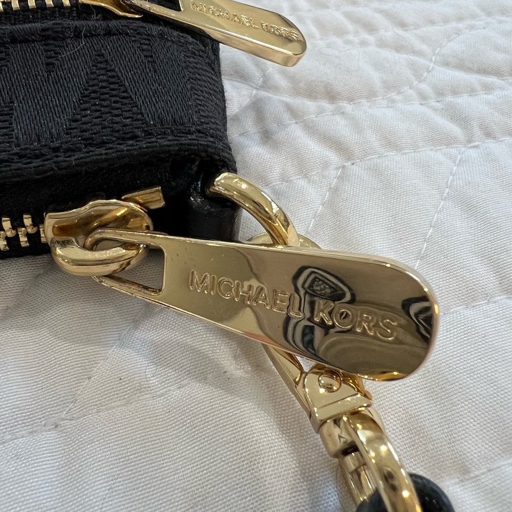 Michael Kors Black Logo Wristlet with Gold Hardware - Picture 6 of 11